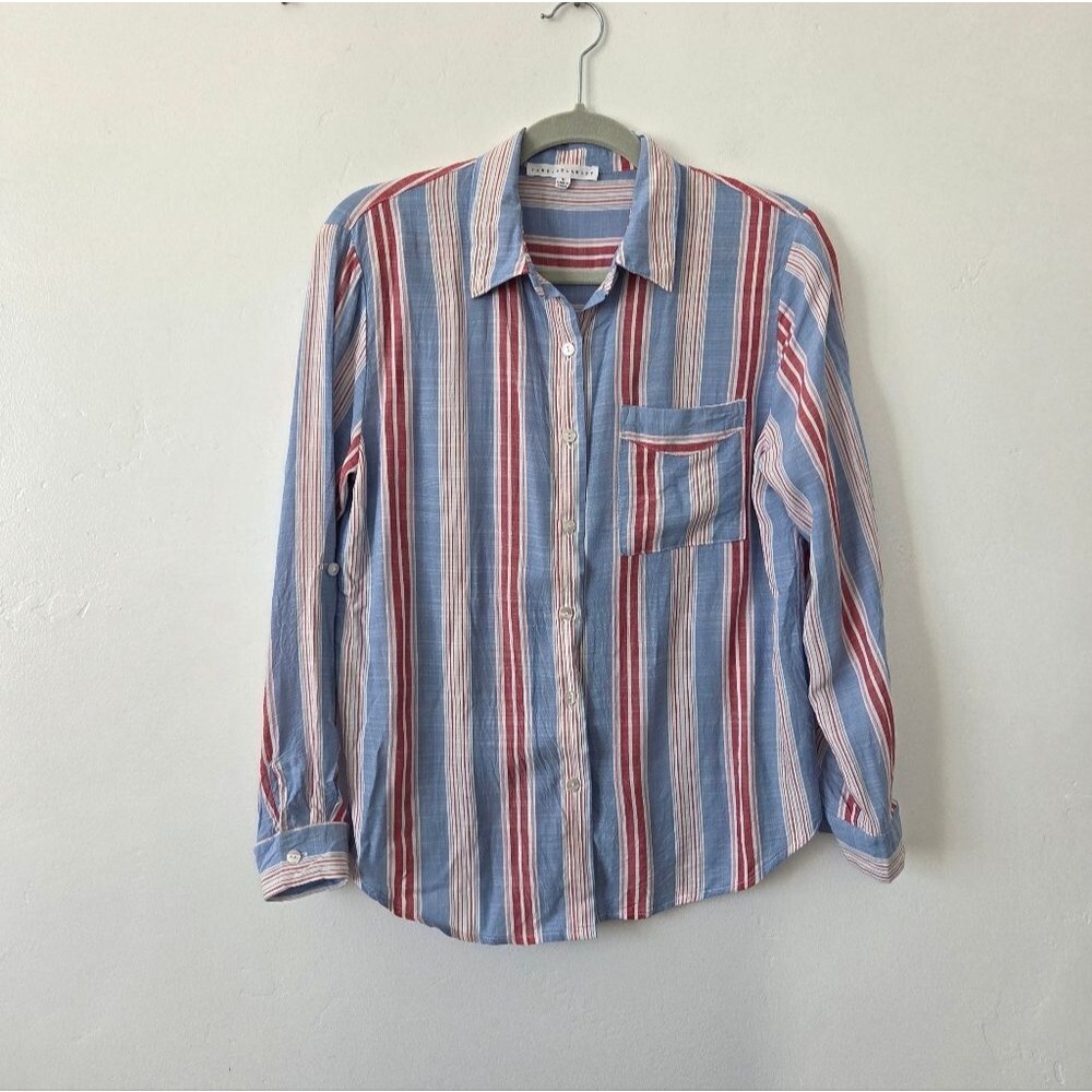 Jane + Delancey Striped Button Down Shirt Casual Retro Western 90s Travel Medium